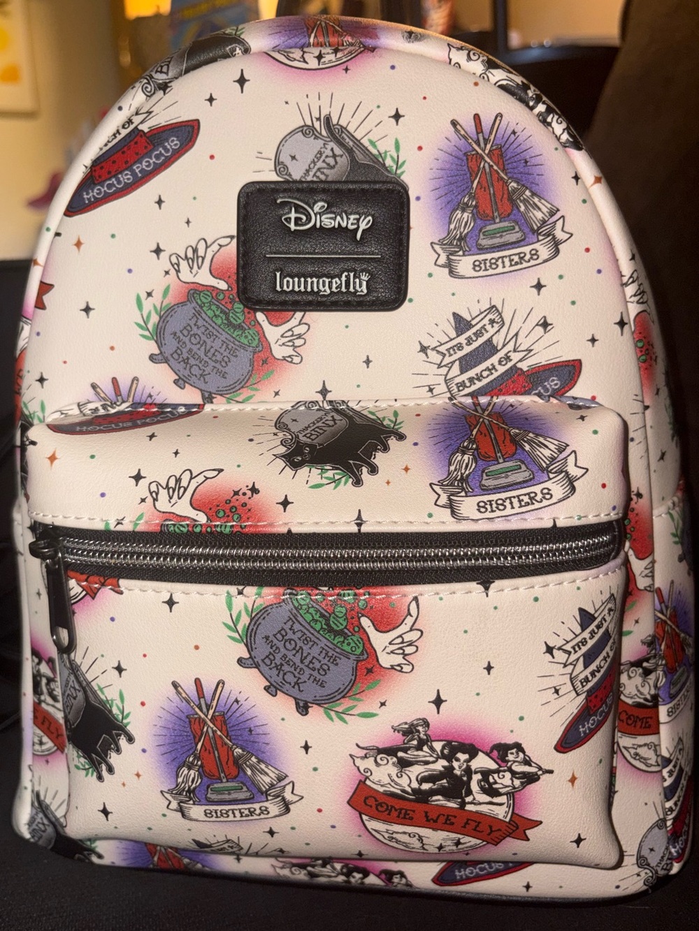 Loungefly White Hocus Pocus Tattoo Print Mini Backpack
